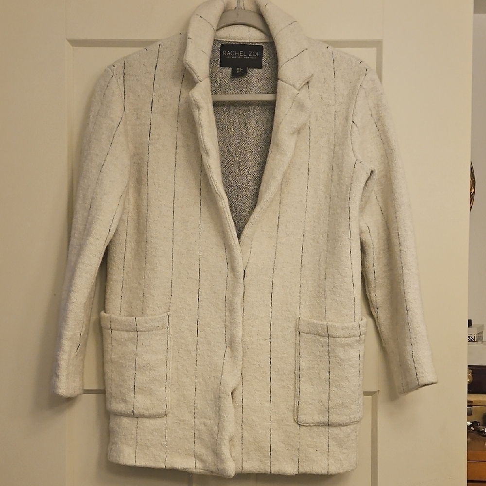 Rachel Zoe Women's Cream Blazer with Subtle Stripes
